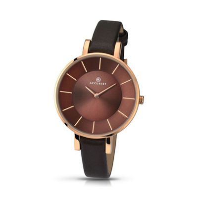 Women's brown leather strap watch 8088.01